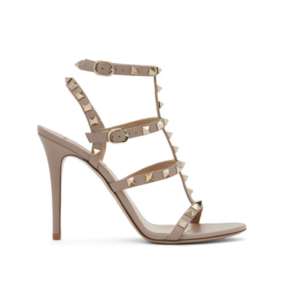 Valentino Garavani Beige Rockstud Heeled Sandals - Picture 1 of 3